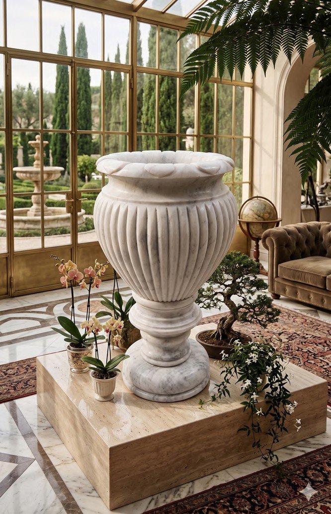 Ziarat White Urn Planter XPV0008 - Image 2